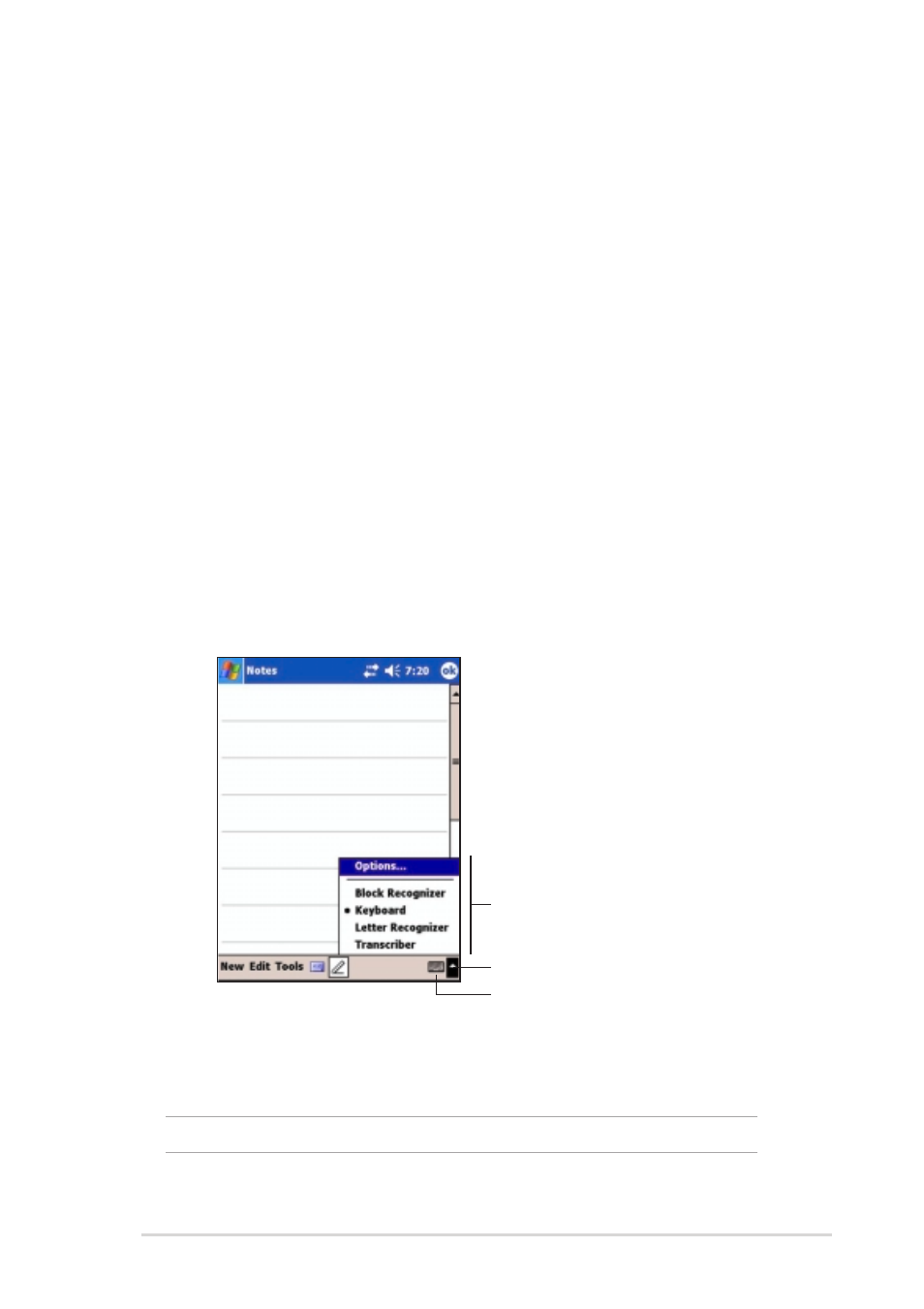 Entering information, Entering text using the input panel | Asus MyPal A730W User Manual | Page 27 / 218