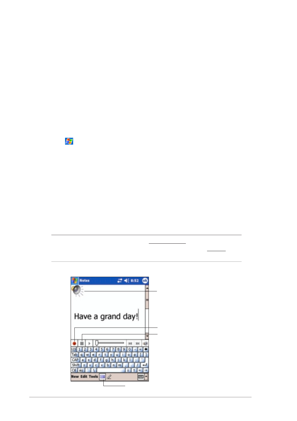 Recording a message | Asus MyPal A730W User Manual | Page 34 / 218