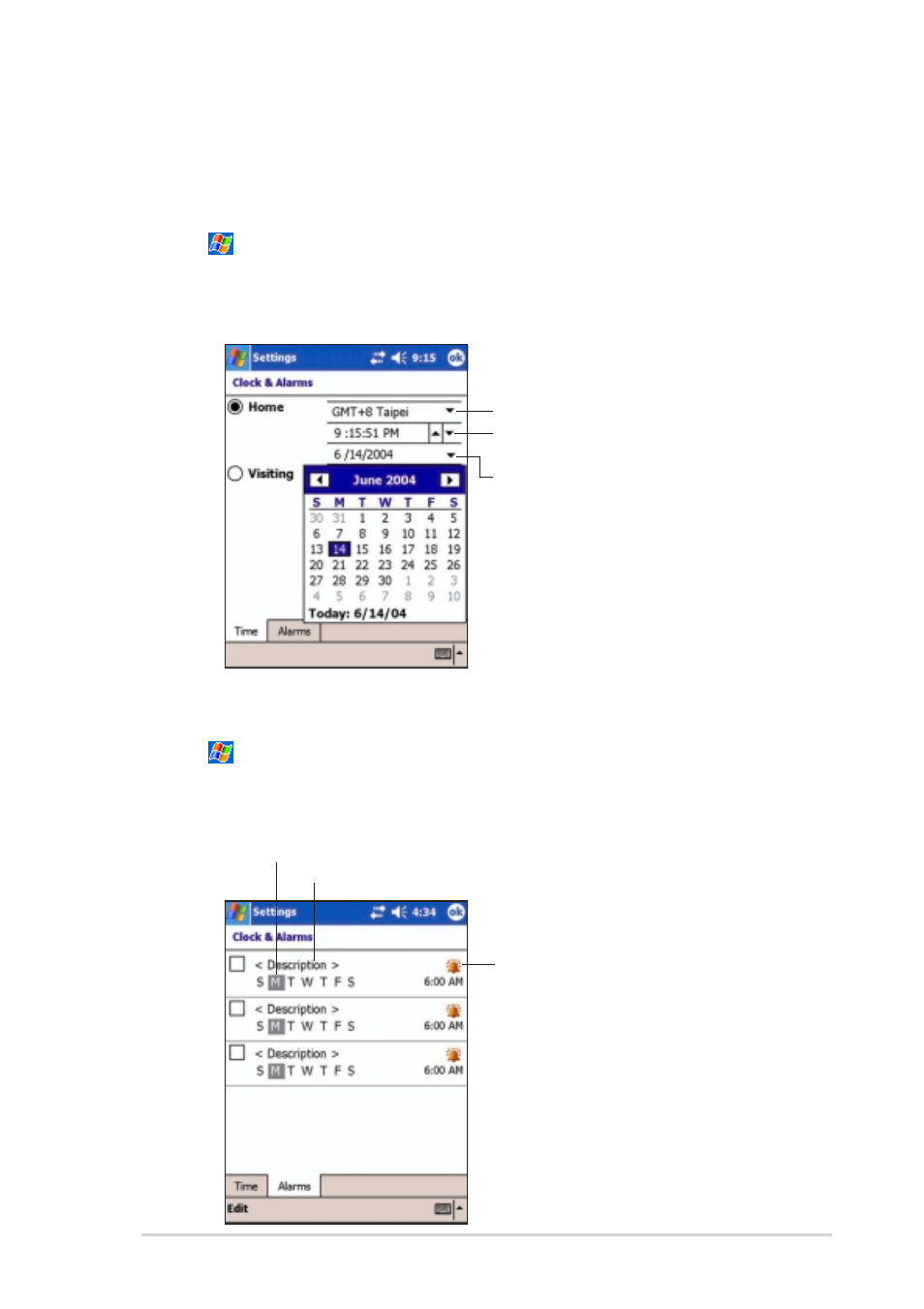 Changing the date and time | Asus MyPal A730W User Manual | Page 39 / 218
