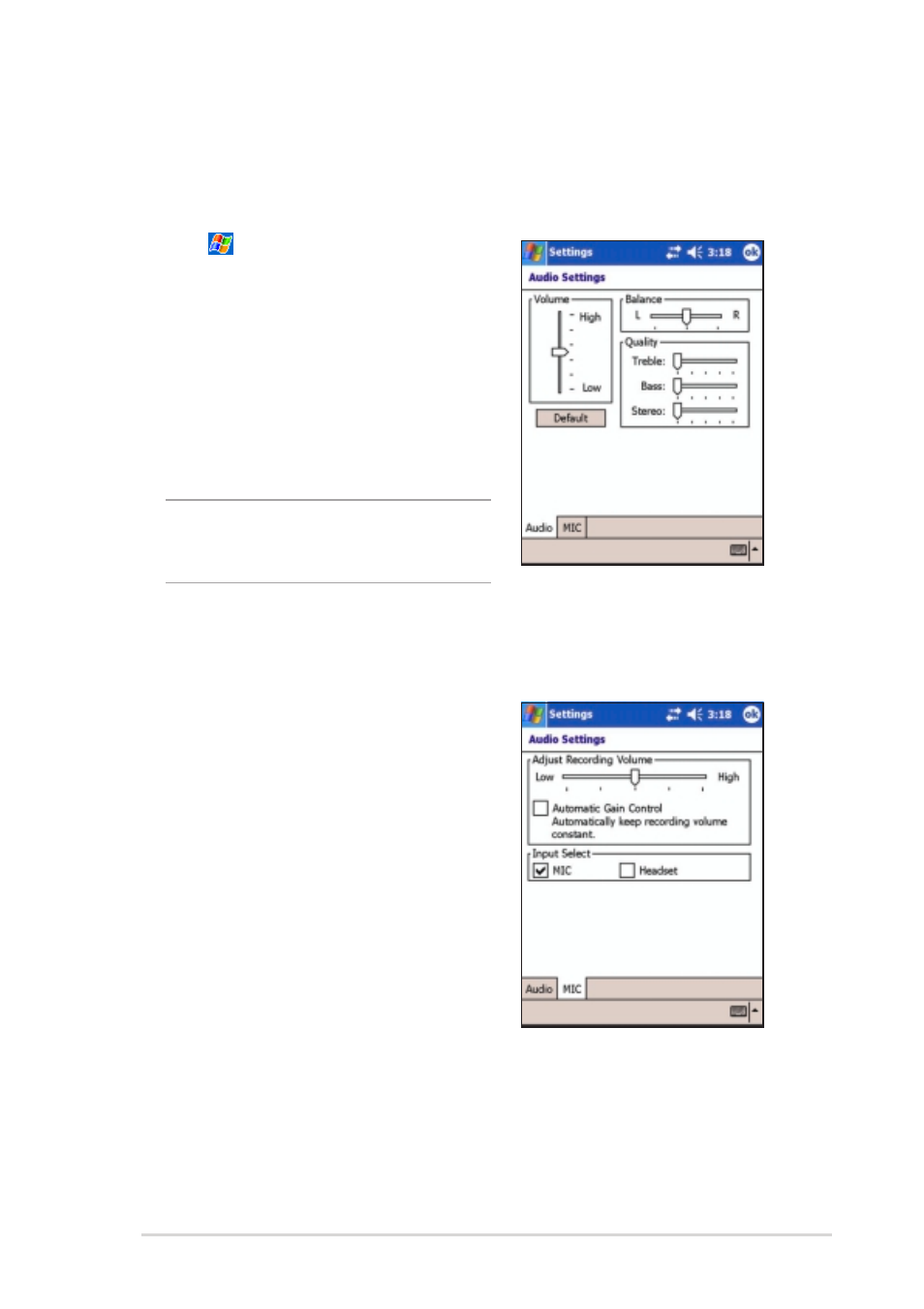 Changing the audio settings | Asus MyPal A730W User Manual | Page 51 / 218