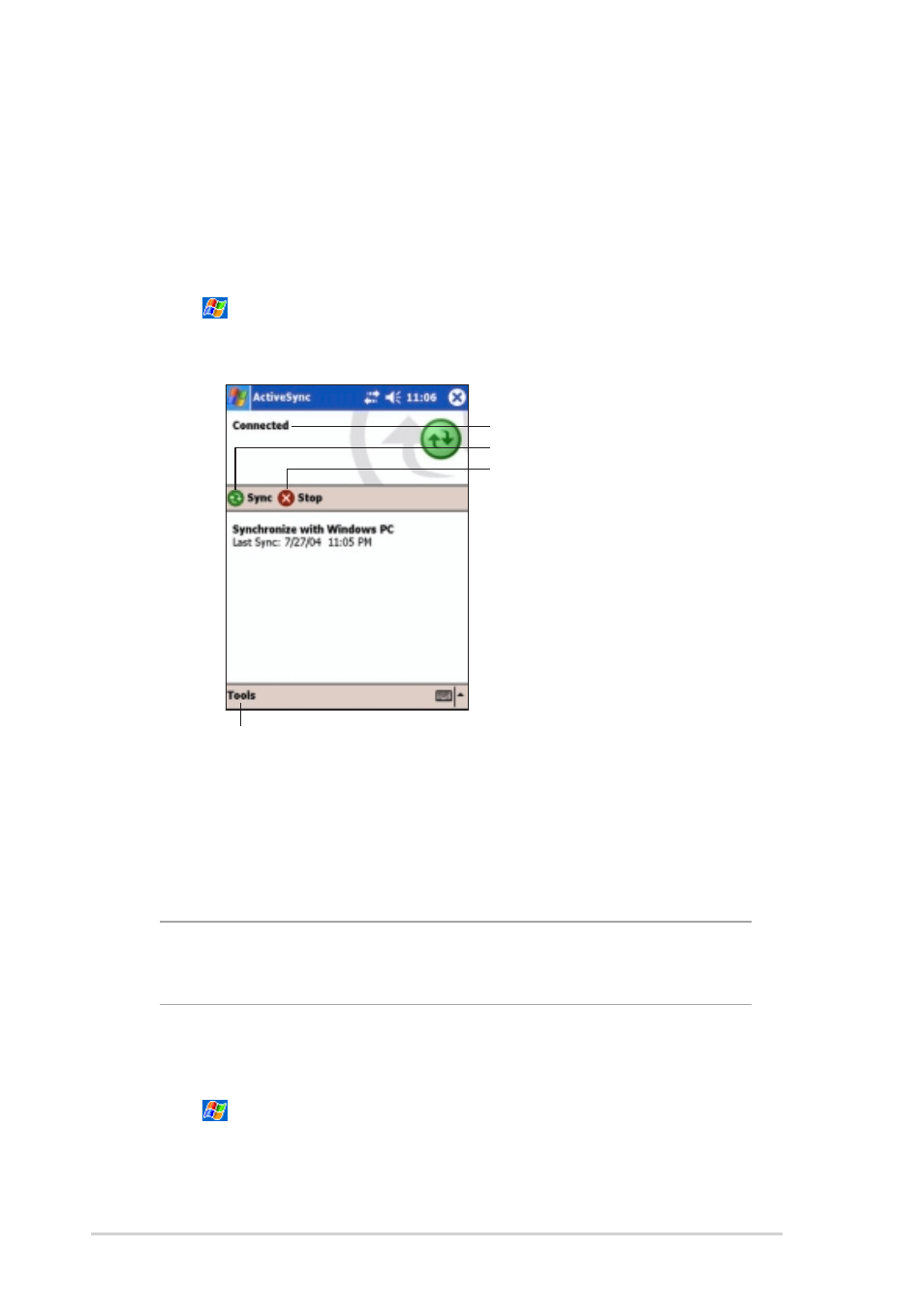 Manually initiating synchronization, For more information on synchronization | Asus MyPal A730W User Manual | Page 72 / 218