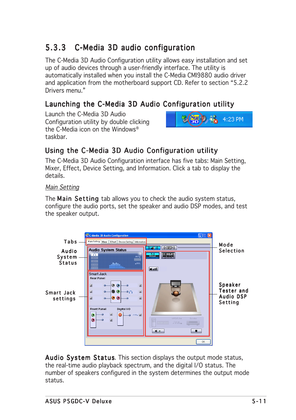 Using the c-media 3d audio configuration utility | Asus P5GDC Deluxe User Manual | Page 119 / 136