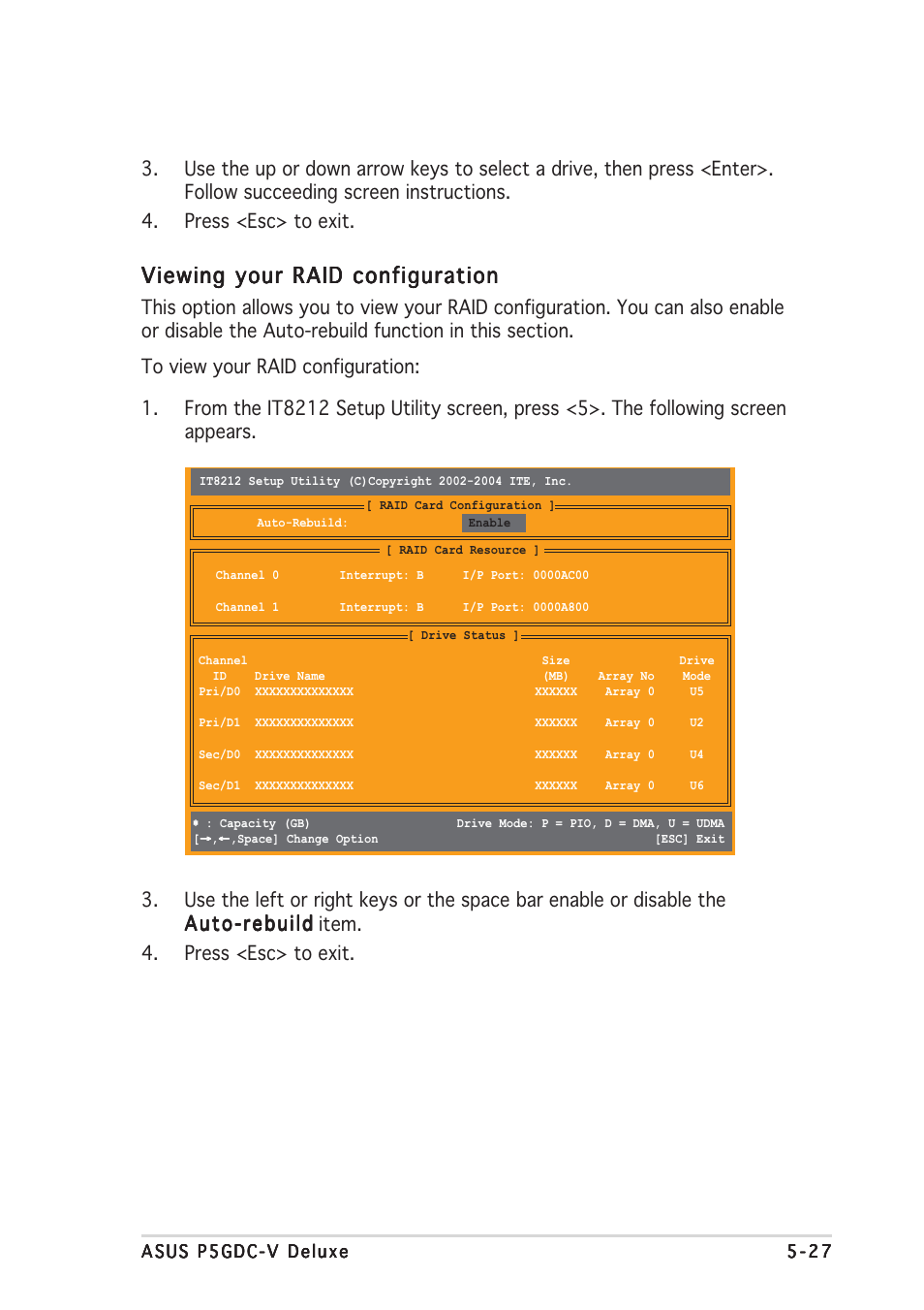 Viewing your raid configuration | Asus P5GDC Deluxe User Manual | Page 135 / 136