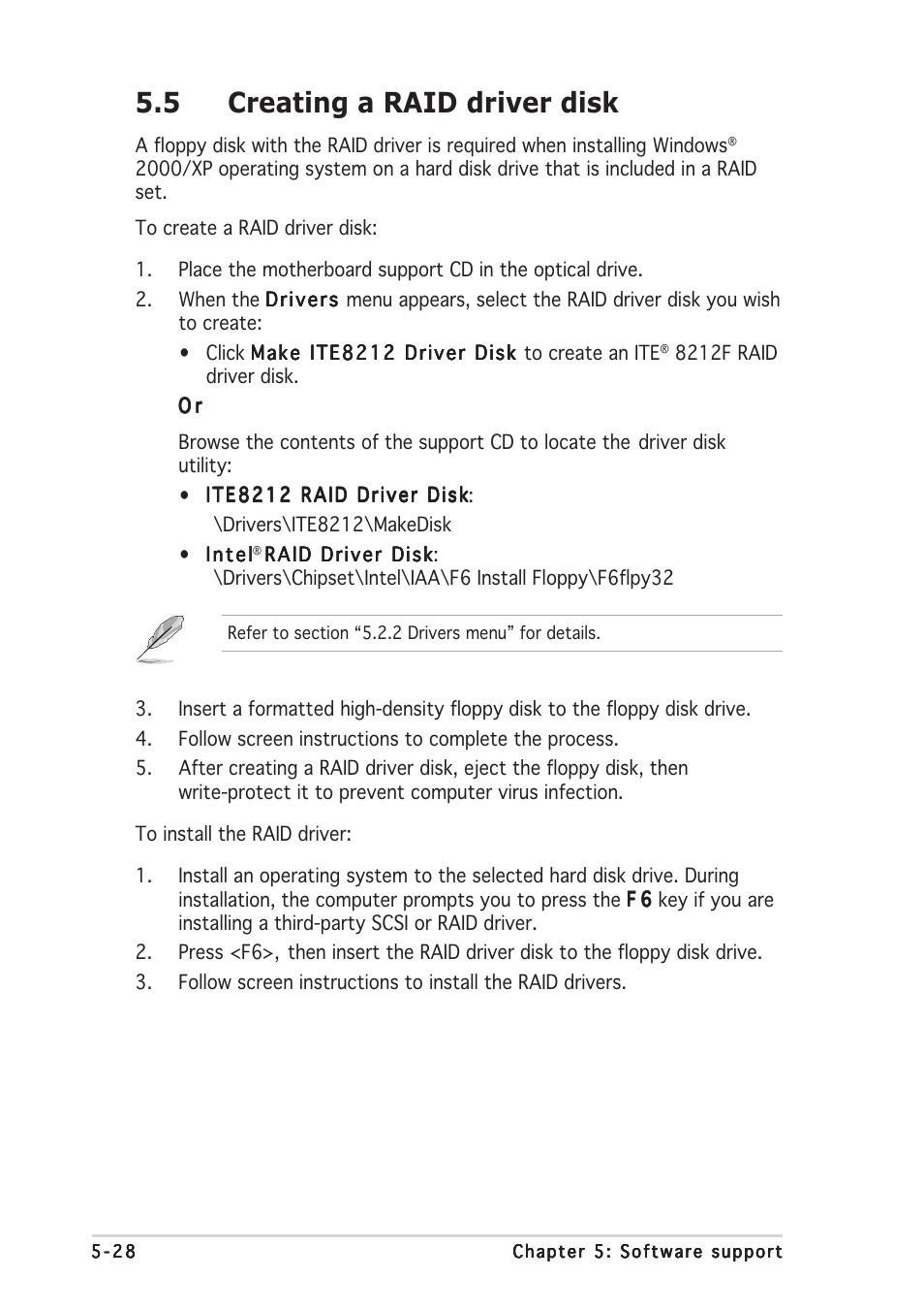 5 creating a raid driver disk | Asus P5GDC Deluxe User Manual | Page 136 / 136