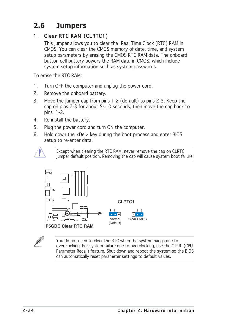 6 jumpers | Asus P5GDC Deluxe User Manual | Page 44 / 136