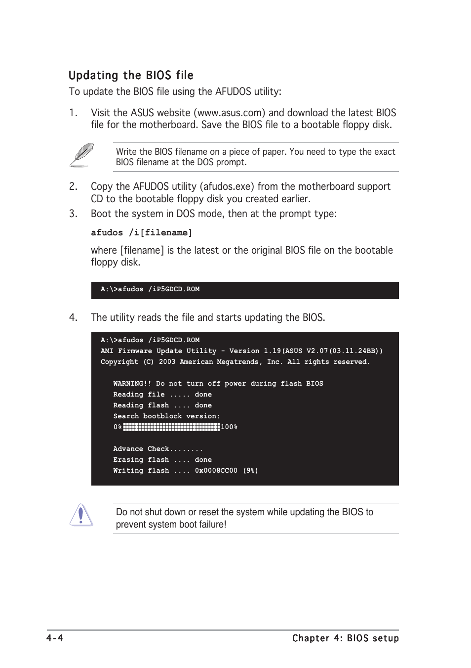 Updating the bios file | Asus P5GDC Deluxe User Manual | Page 68 / 136