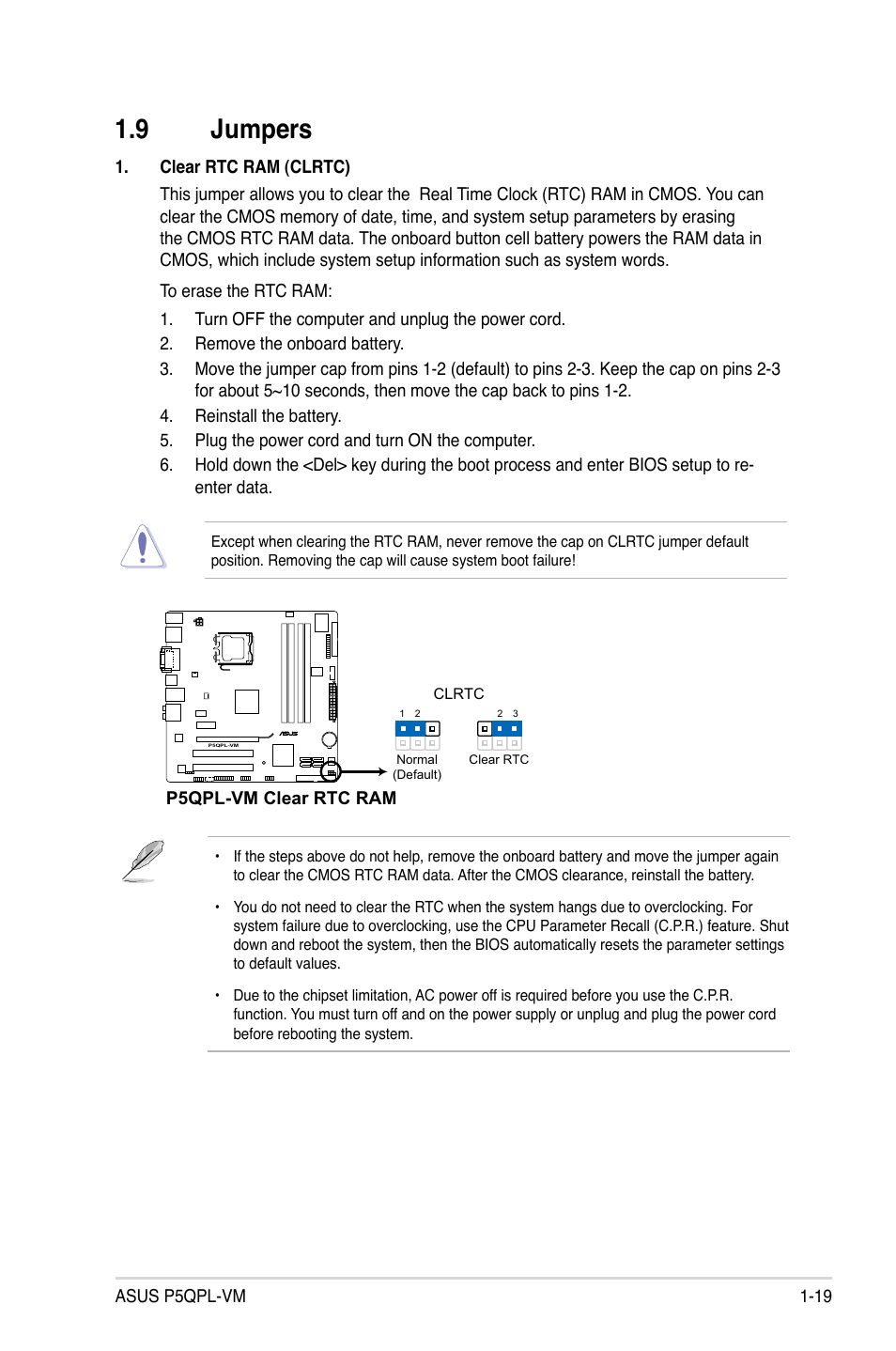 9 jumpers | Asus P5QPL-VM User Manual | Page 29 / 64