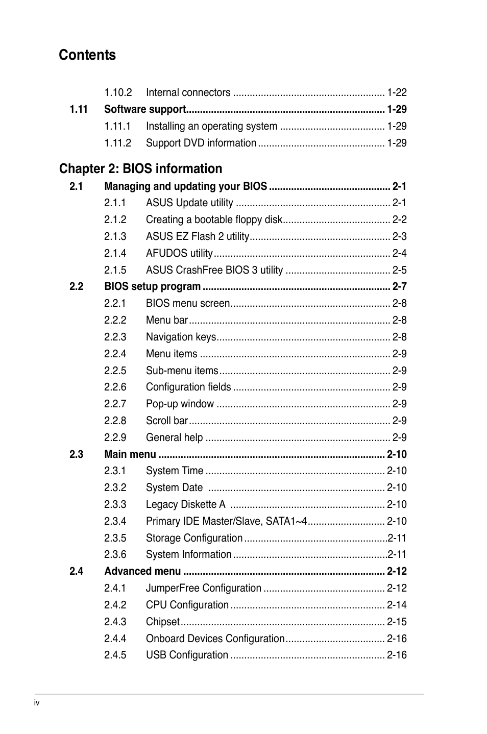 Asus P5QPL-VM User Manual | Page 4 / 64