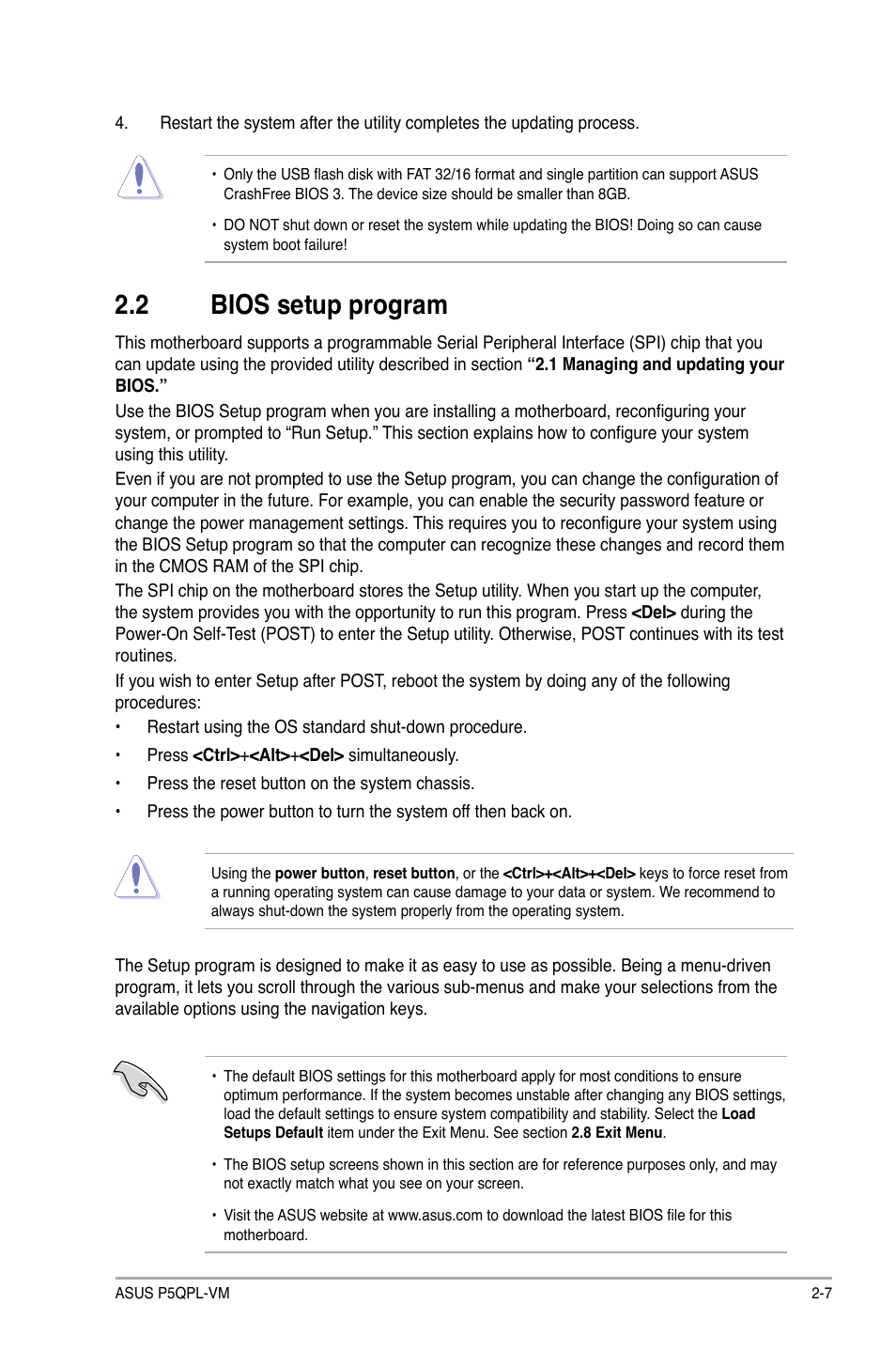 2 bios setup program | Asus P5QPL-VM User Manual | Page 47 / 64