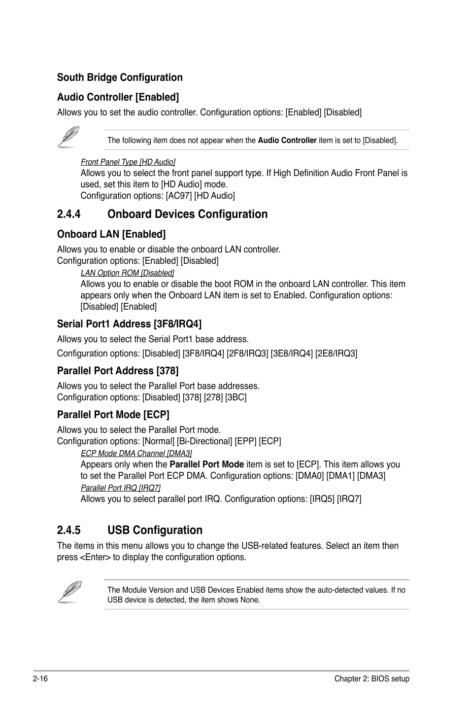4 onboard devices configuration, 5 usb configuration | Asus P5QPL-VM User Manual | Page 56 / 64