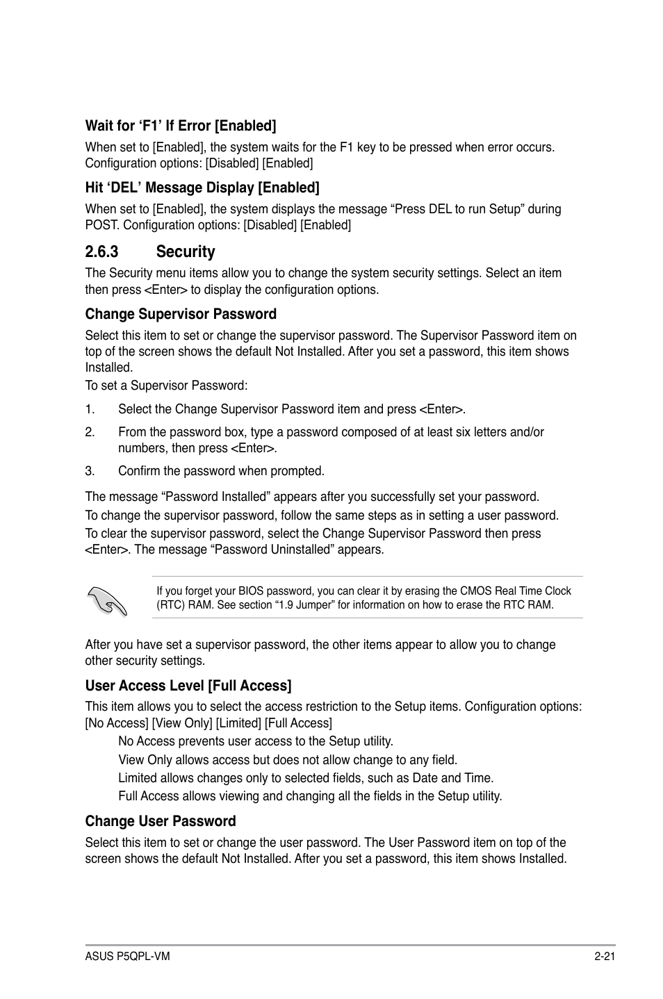 3 security | Asus P5QPL-VM User Manual | Page 61 / 64