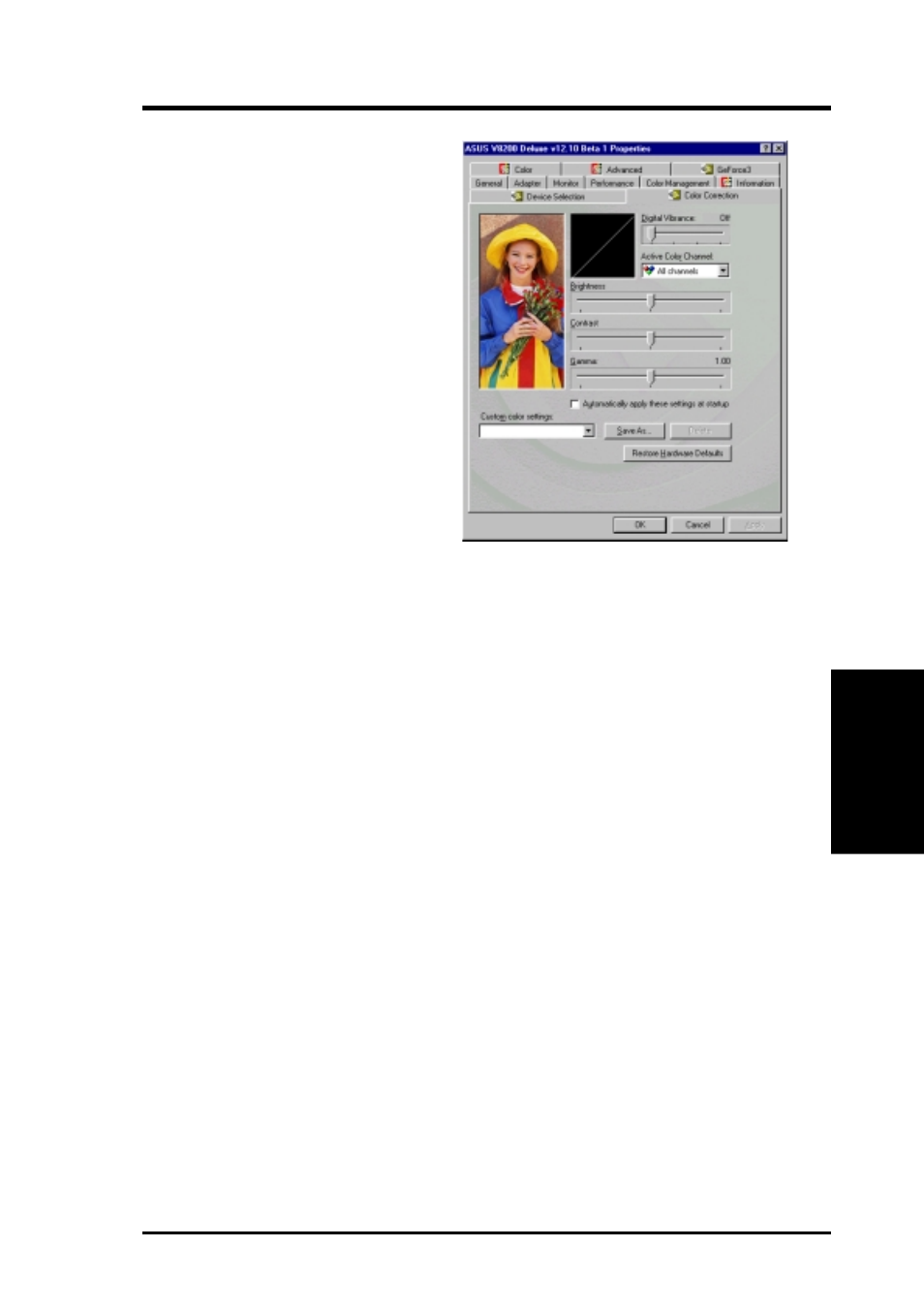 Software reference, Color correction | Asus V8200 T2/T5 User Manual | Page 49 / 106