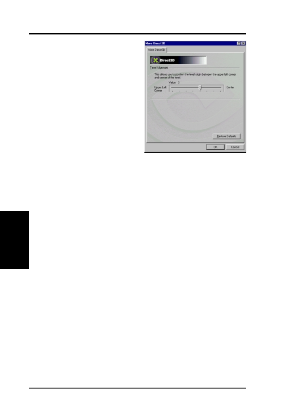 Software reference, More direct3d | Asus V8200 T2/T5 User Manual | Page 52 / 106
