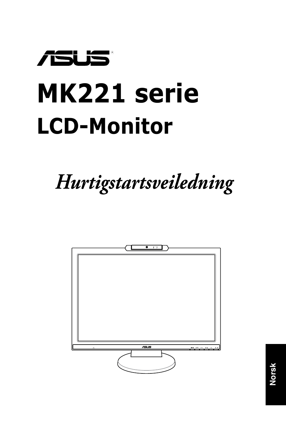 Mk221 serie, Lcd-monitor, Hurtigstartsveiledning | Asus MK221H User Manual | Page 103 / 168