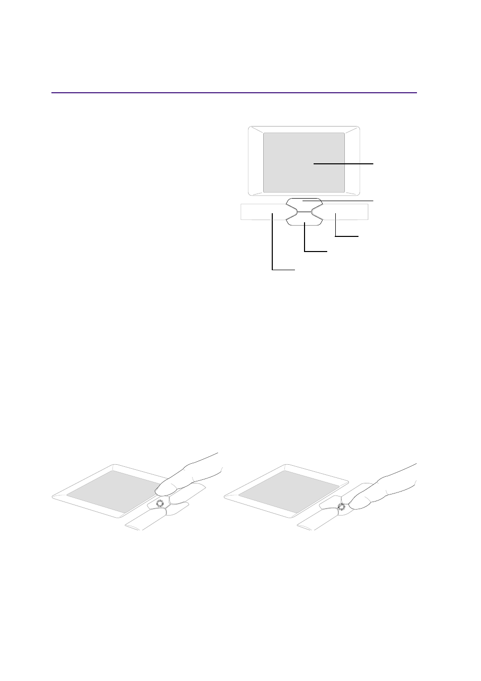 Pointing device, Using the touchpad, Touchpad usage illustrations | Scroll up scroll down | Asus L3Tp User Manual | Page 36 / 70