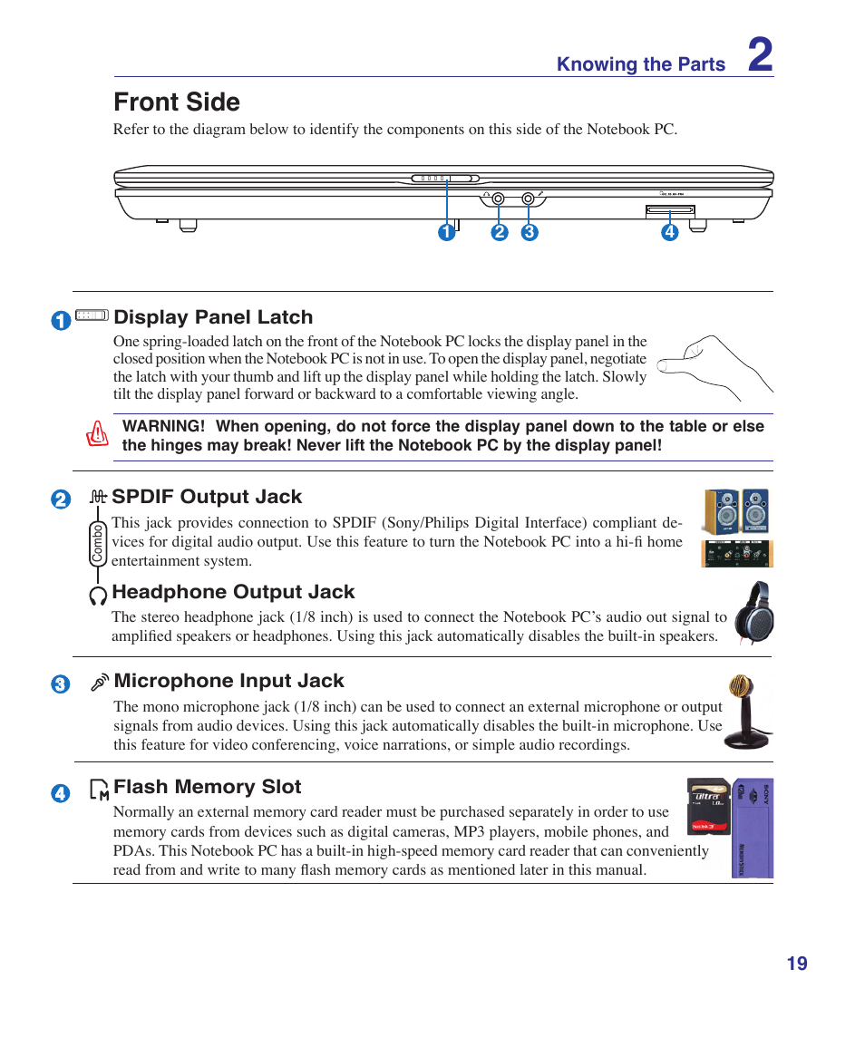 Front side | Asus Z96S User Manual | Page 19 / 82