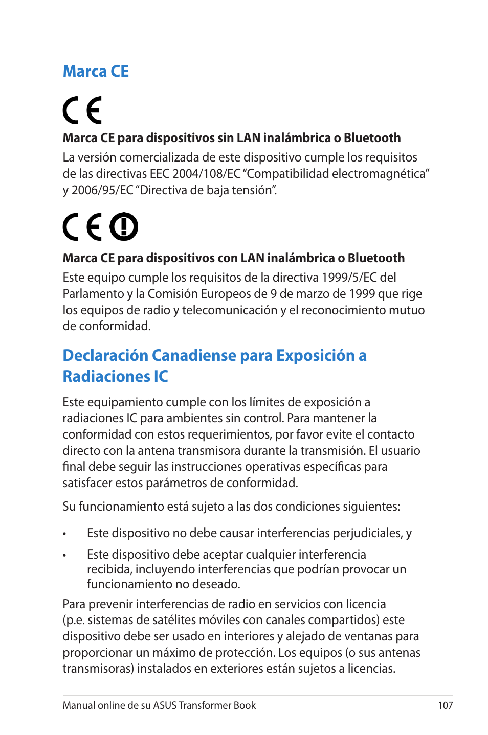 Marca ce | Asus TX300CA User Manual | Page 107 / 118