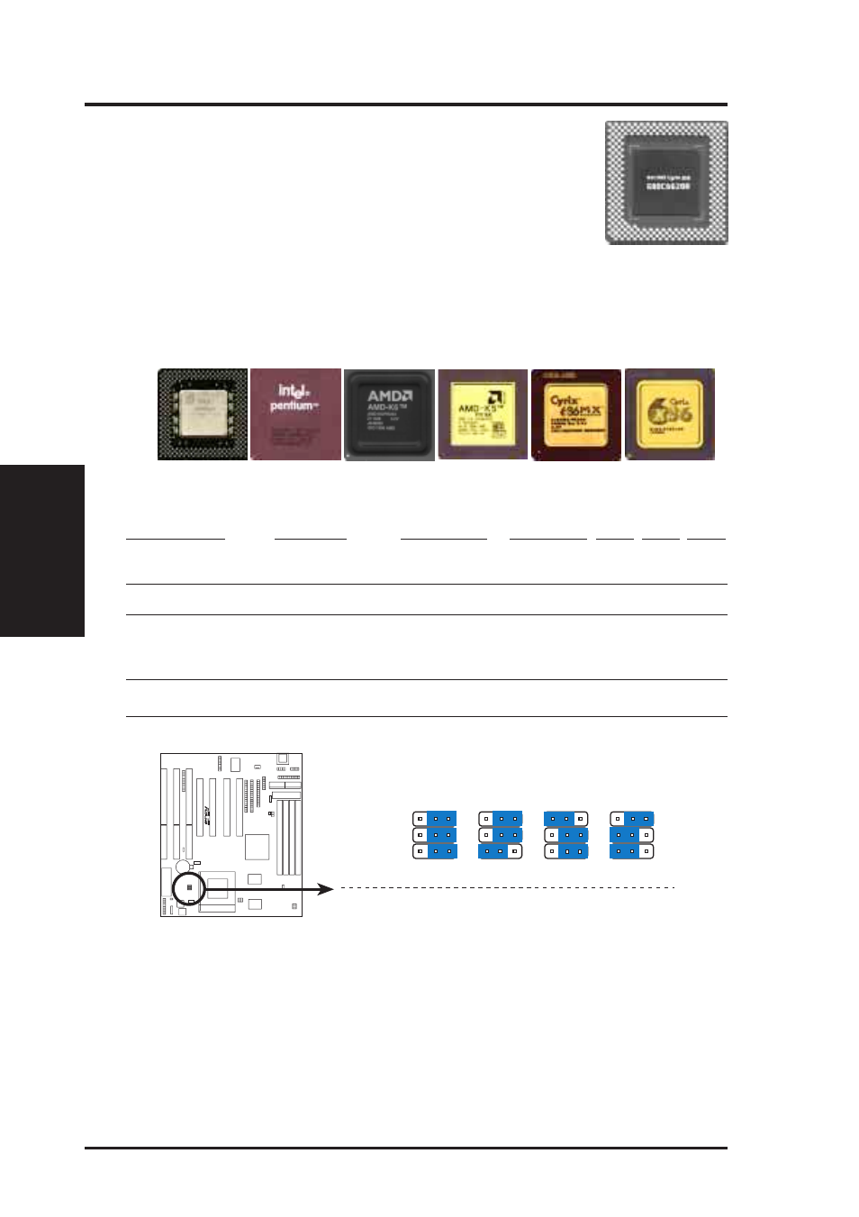 Iii. installation, Compatible cyrix cpu identification, Jumpers) iii. inst alla tion | Asus SP97 User Manual | Page 16 / 96