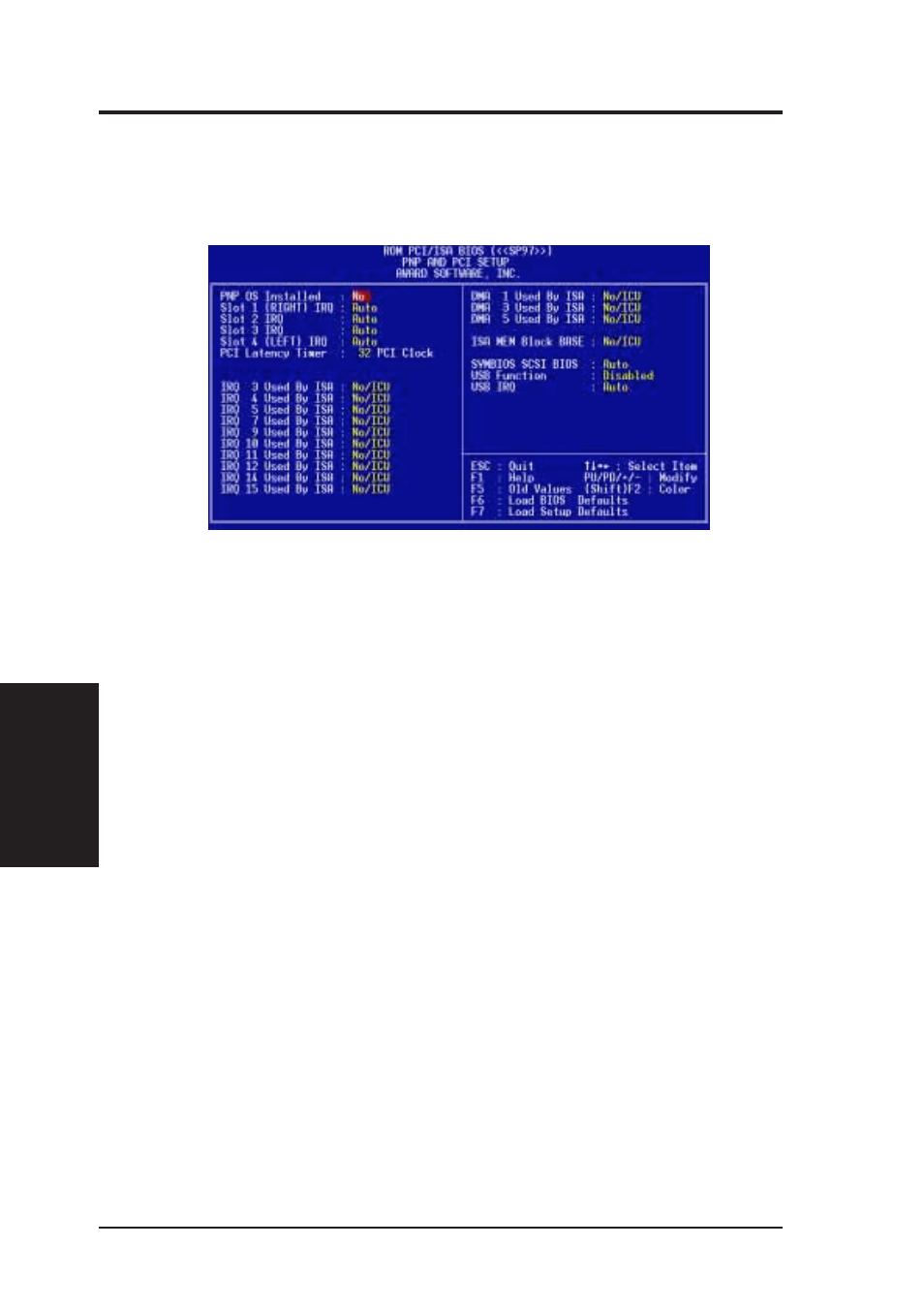 Iv. bios software, Pnp and pci setup | Asus SP97 User Manual | Page 50 / 96