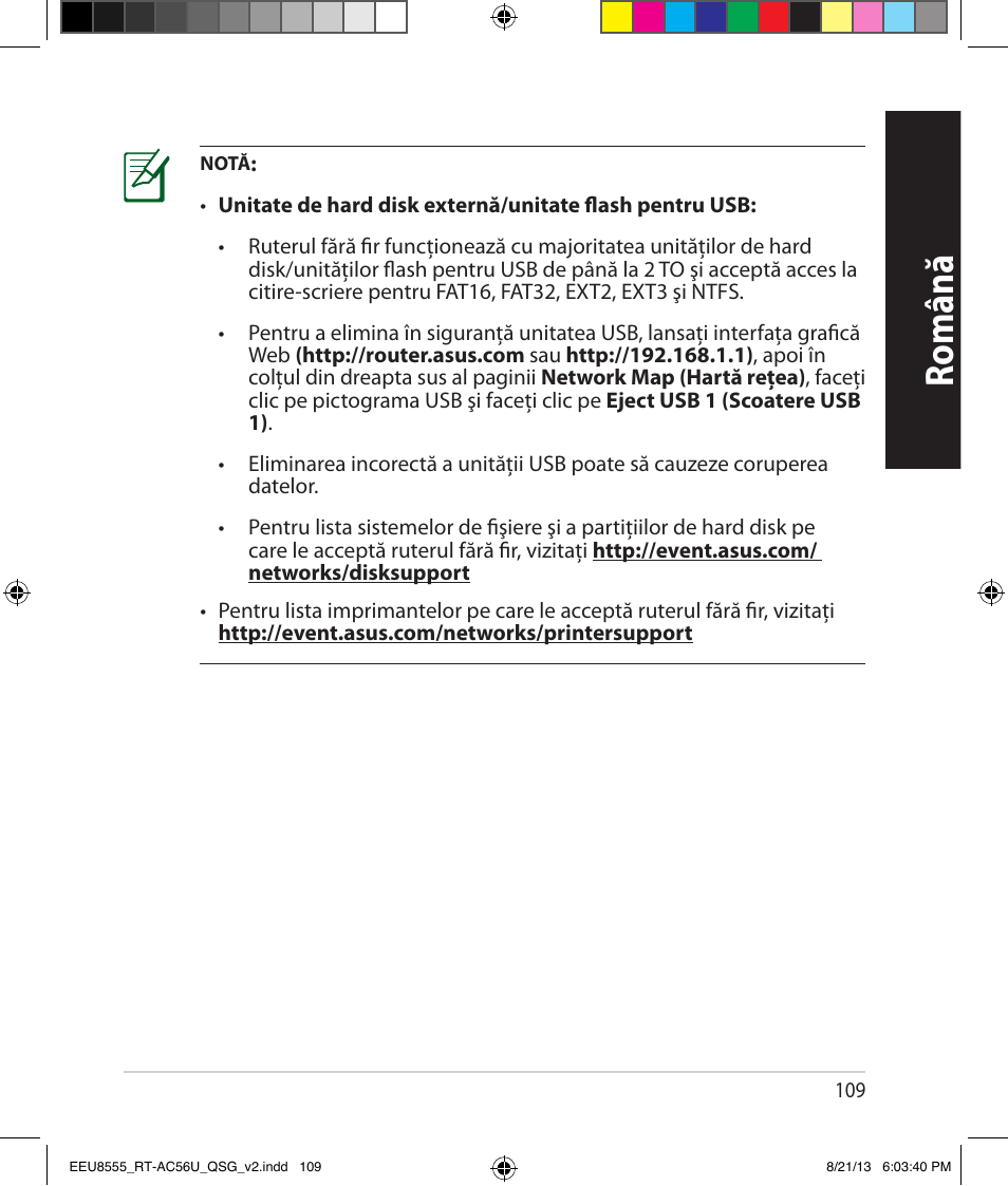 Română | Asus RT-AC56U User Manual | Page 109 / 234