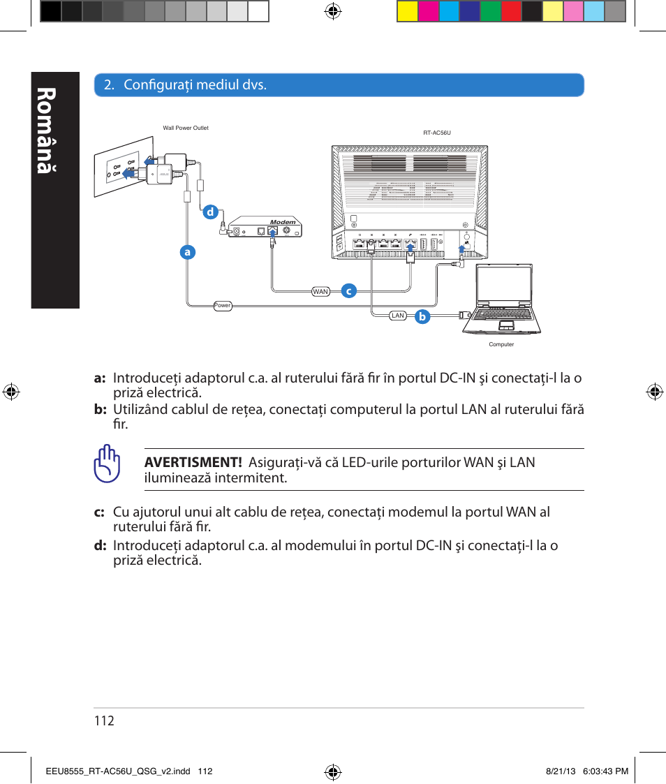 Română | Asus RT-AC56U User Manual | Page 112 / 234