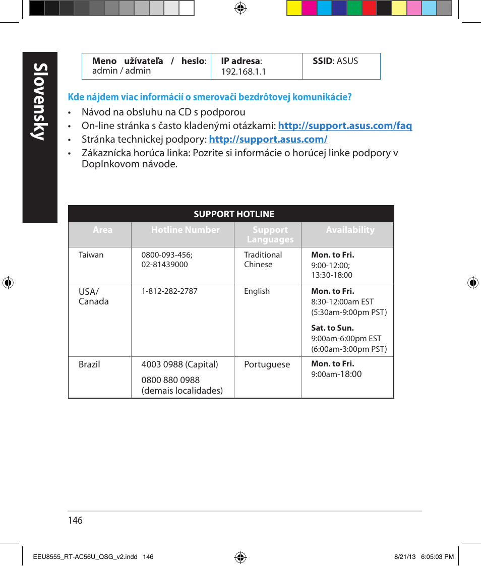 Slo vensk y | Asus RT-AC56U User Manual | Page 146 / 234