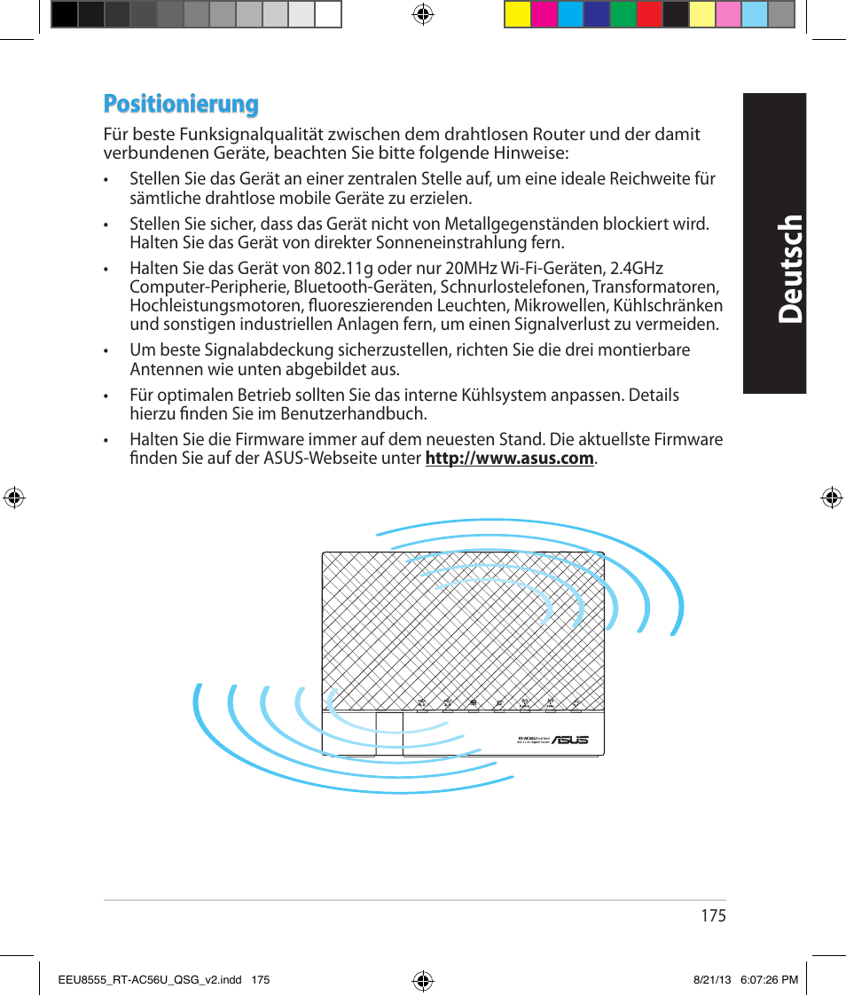 Deutsch, Positionierung | Asus RT-AC56U User Manual | Page 175 / 234