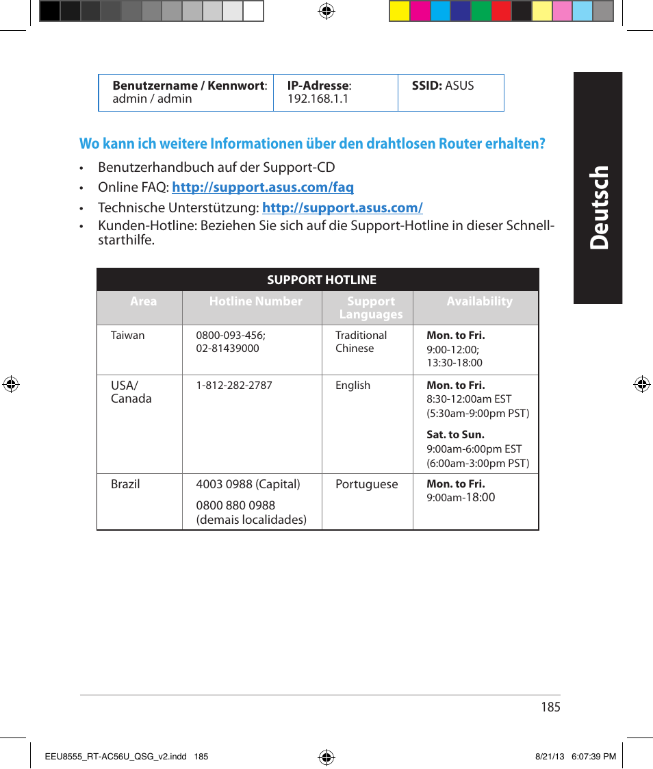 Deutsch | Asus RT-AC56U User Manual | Page 185 / 234