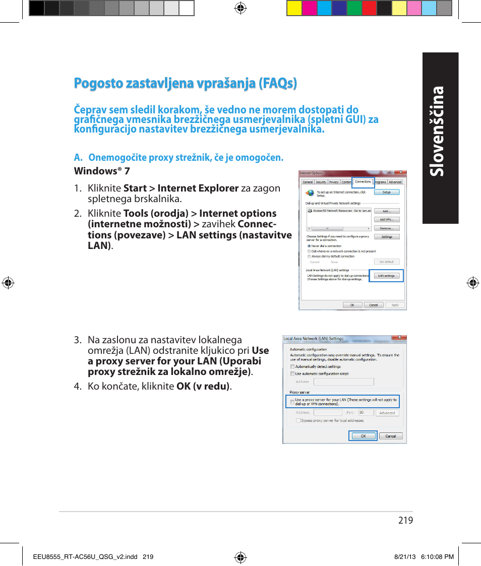 Slo venščina slo venščina, Pogosto zastavljena vprašanja (faqs) | Asus RT-AC56U User Manual | Page 219 / 234