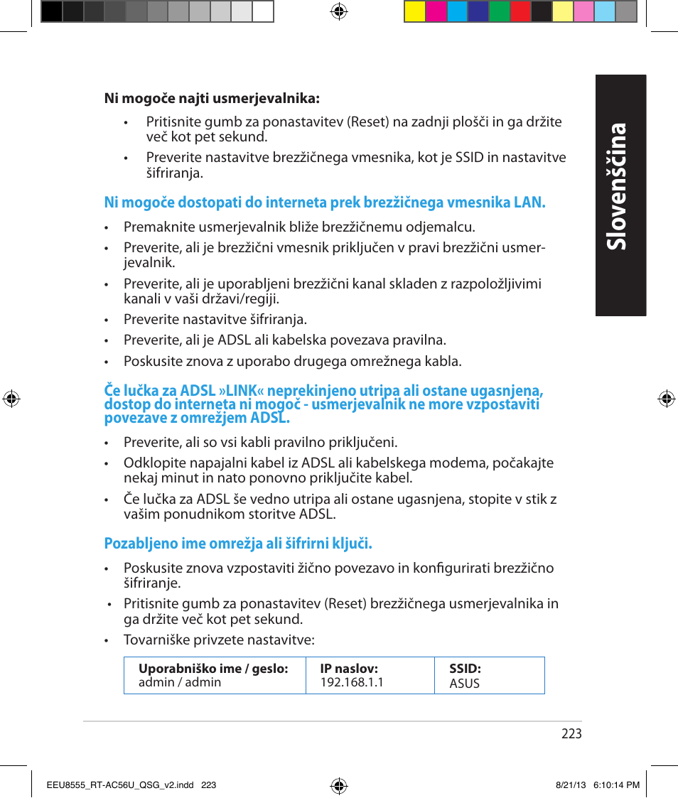 Slo venščina slo venščina | Asus RT-AC56U User Manual | Page 223 / 234