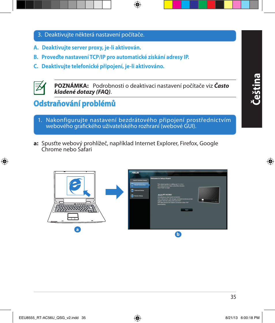 Čeština, Odstraňování problémů | Asus RT-AC56U User Manual | Page 35 / 234