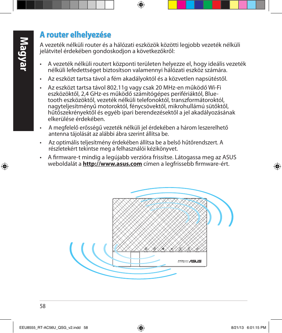 Magy ar, A router elhelyezése | Asus RT-AC56U User Manual | Page 58 / 234