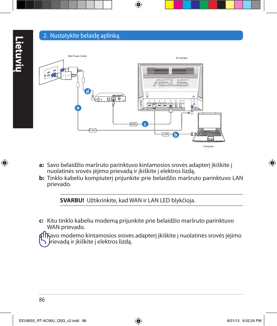 Lietuvių, Nustatykite belaidę aplinką | Asus RT-AC56U User Manual | Page 86 / 234