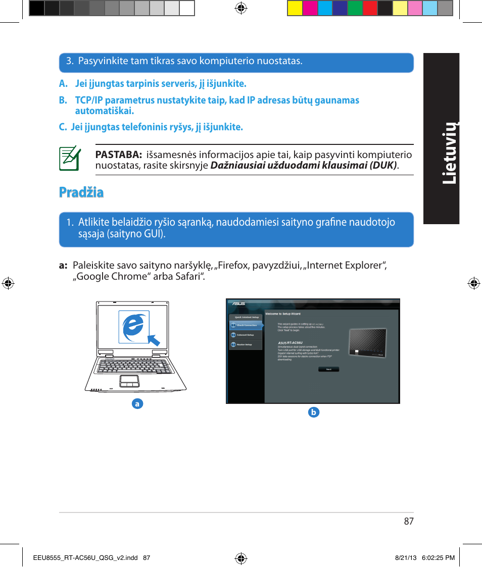 Lietuvių, Pradžia | Asus RT-AC56U User Manual | Page 87 / 234