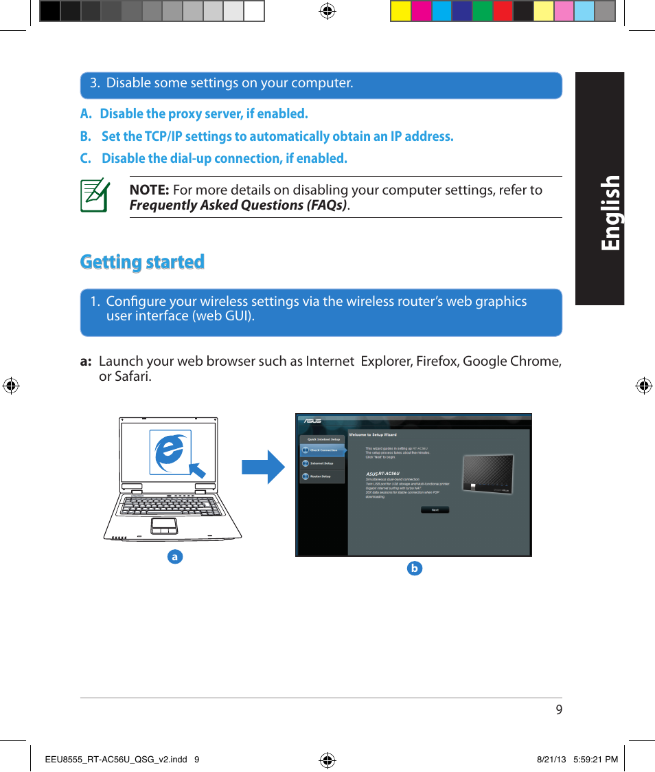 English, Getting started | Asus RT-AC56U User Manual | Page 9 / 234