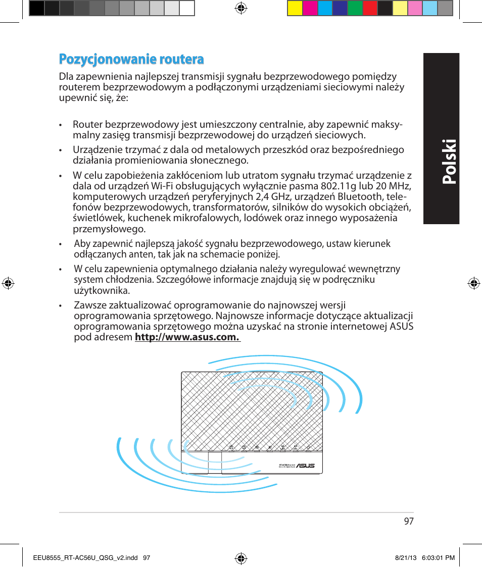 Polsk i, Pozycjonowanie routera | Asus RT-AC56U User Manual | Page 97 / 234