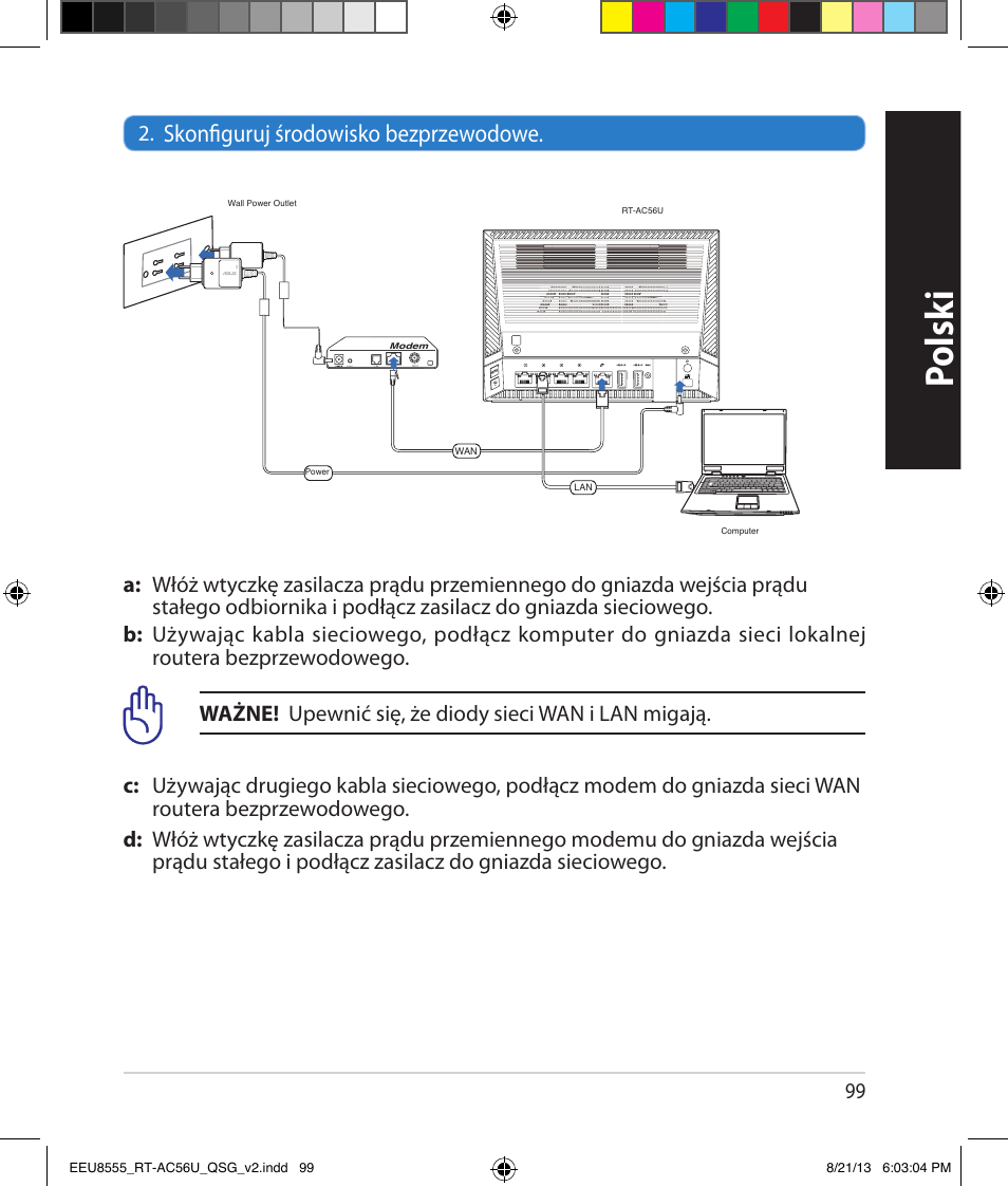 Polsk i, Skonfiguruj środowisko bezprzewodowe | Asus RT-AC56U User Manual | Page 99 / 234