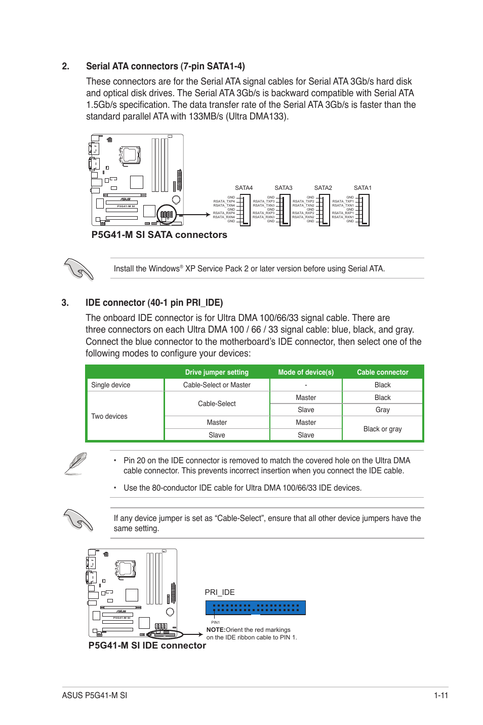 P5g41-m si ide connector, Install the windows | Asus P5G41-M SI/VGA User Manual | Page 21 / 44