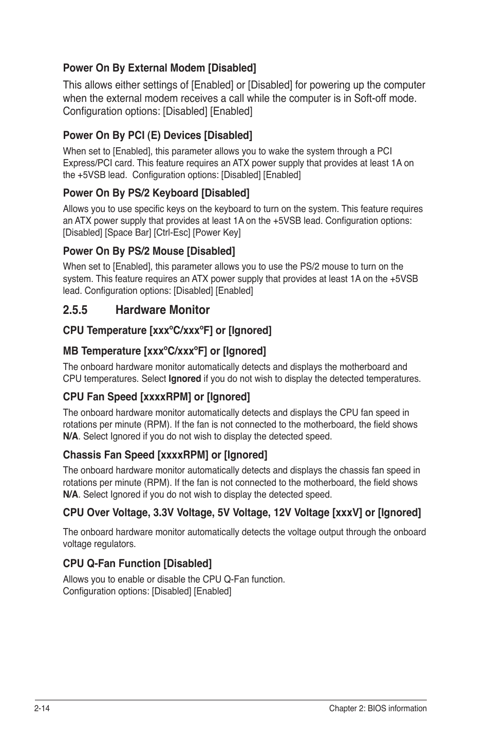 5 hardware monitor, Hardware monitor -14 | Asus P5G41-M SI/VGA User Manual | Page 40 / 44