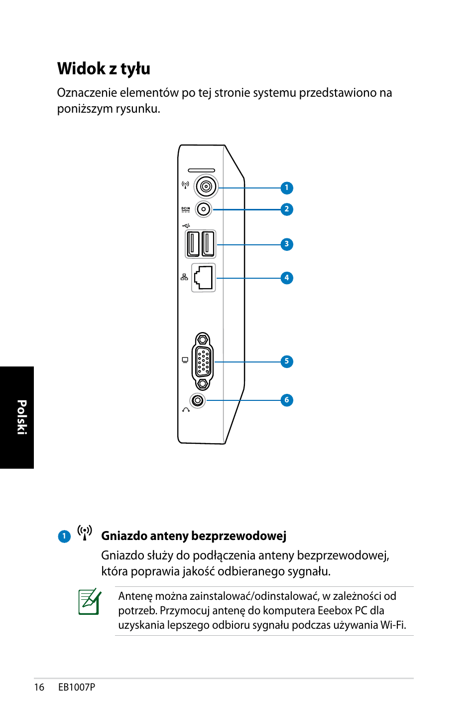 Widok z tyłu | Asus EB1007P User Manual | Page 118 / 136