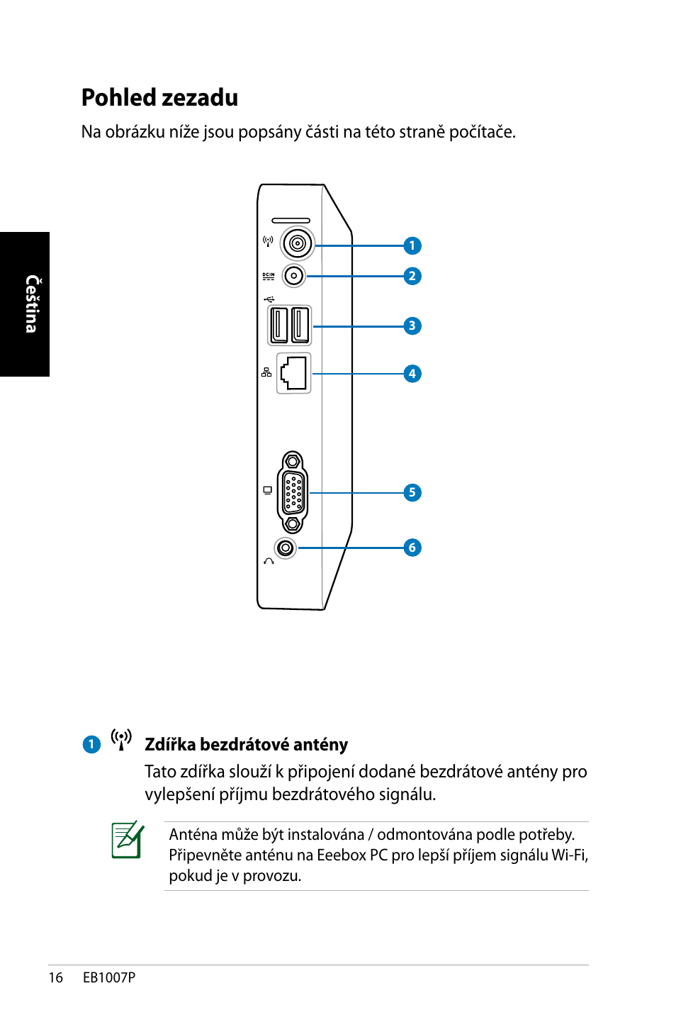 Pohled zezadu | Asus EB1007P User Manual | Page 50 / 136