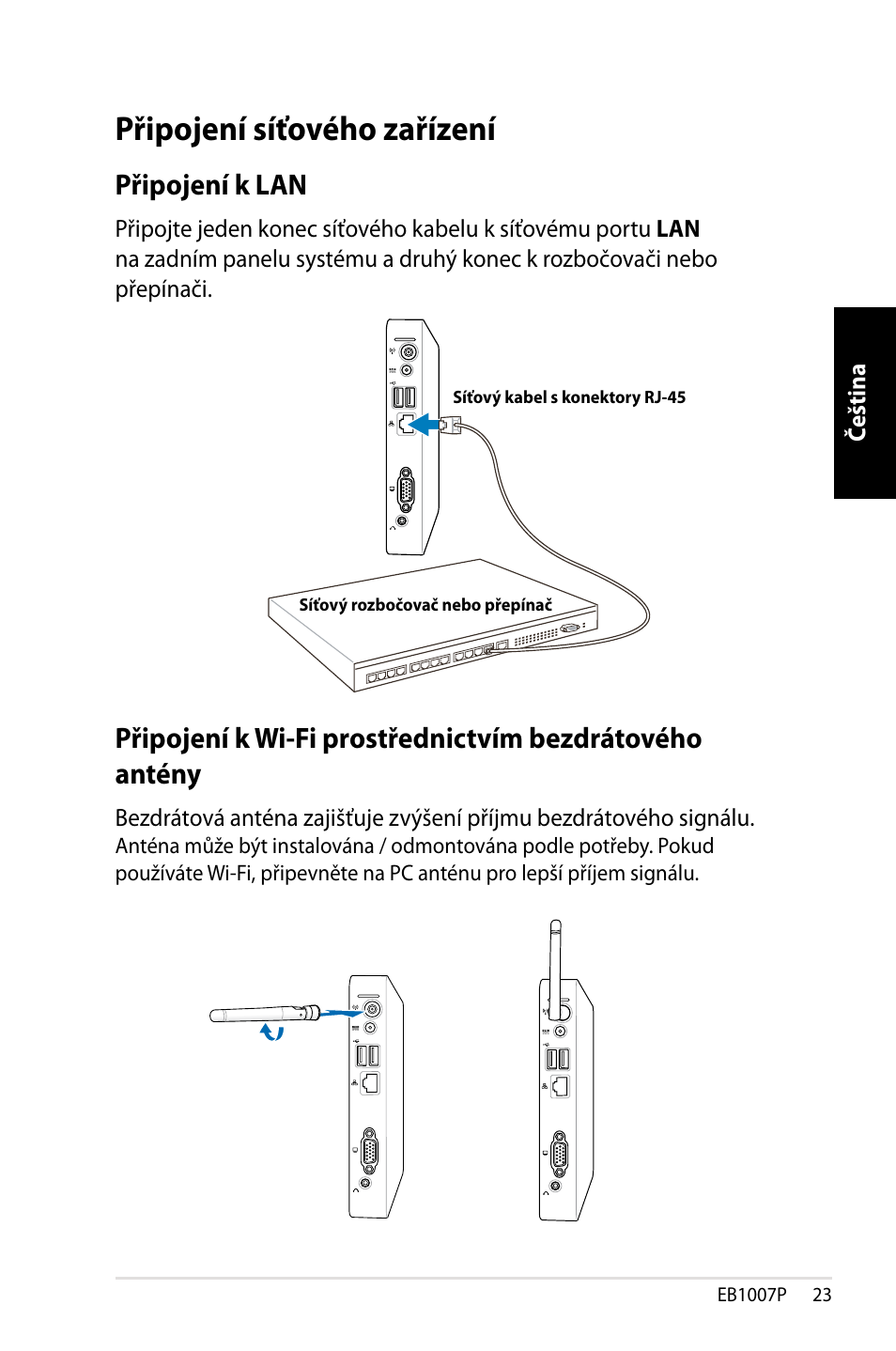 Připojení síťového zařízení, Připojení k lan | Asus EB1007P User Manual | Page 57 / 136