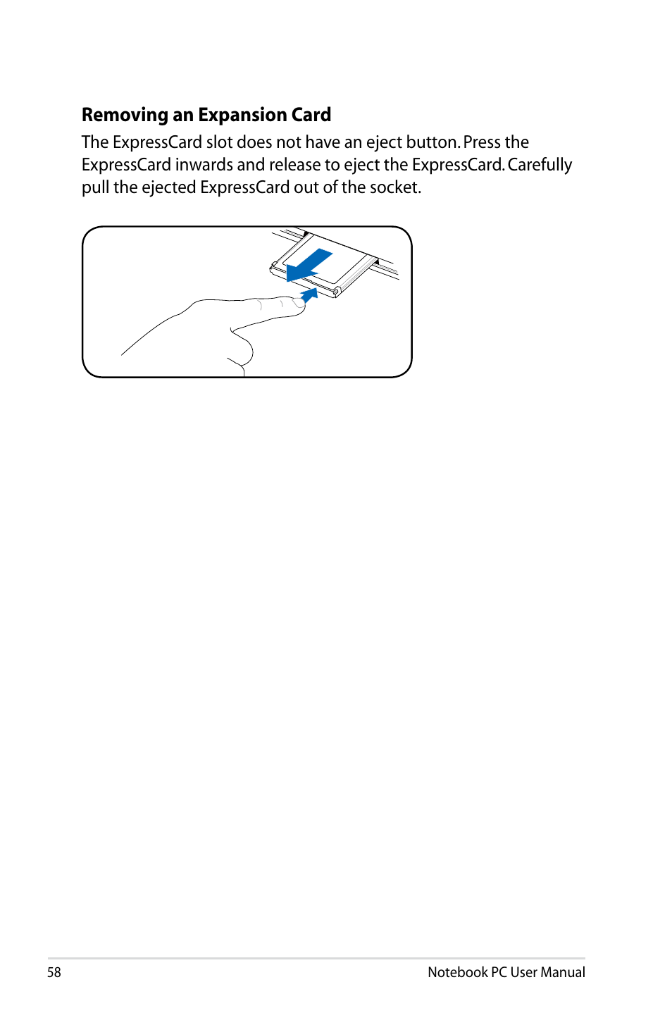 Removing an expansion card | Asus B23E User Manual | Page 58 / 114