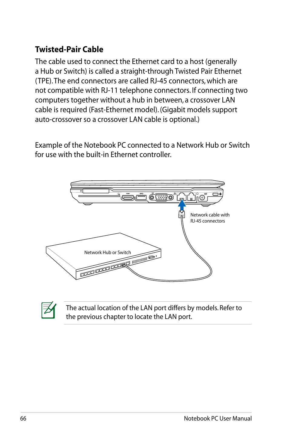 Twisted-pair cable | Asus B23E User Manual | Page 66 / 114