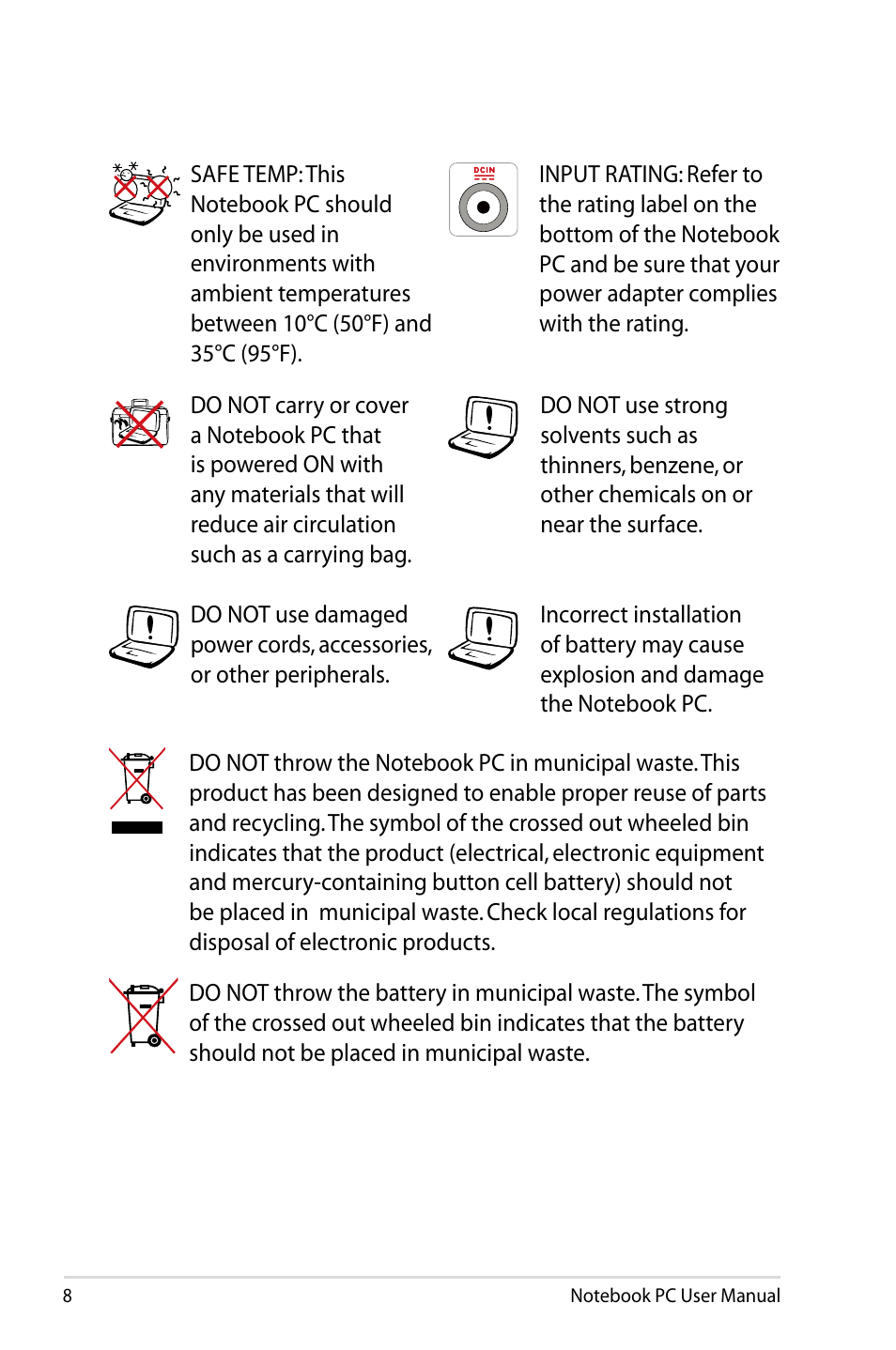 Asus B23E User Manual | Page 8 / 114