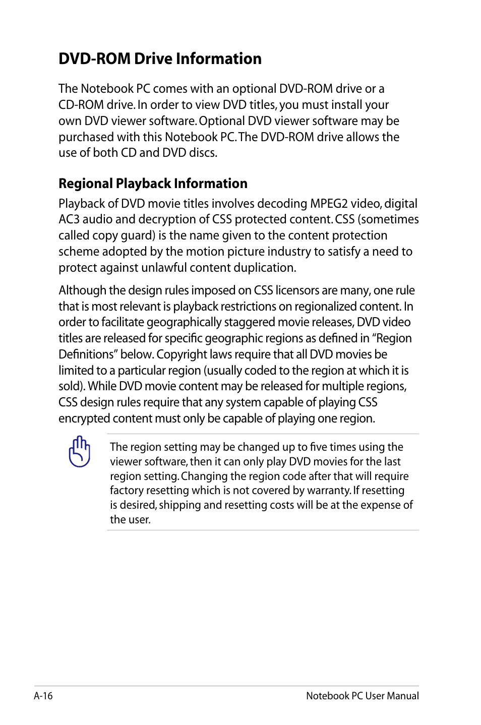 Dvd-rom drive information | Asus B23E User Manual | Page 92 / 114