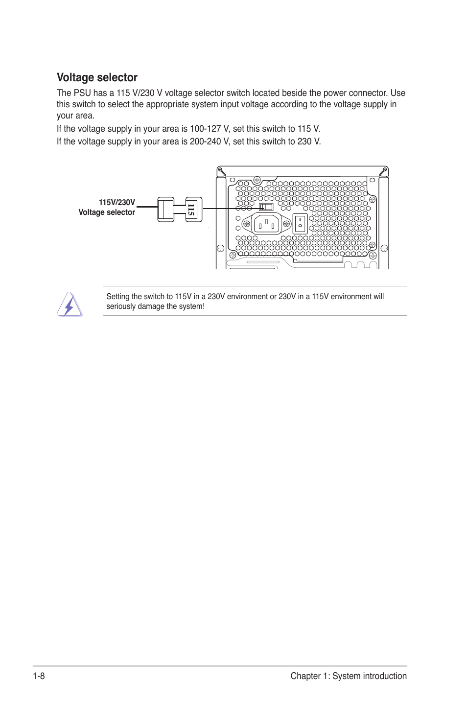 Voltage selector | Asus V9-P8H67E User Manual | Page 17 / 78