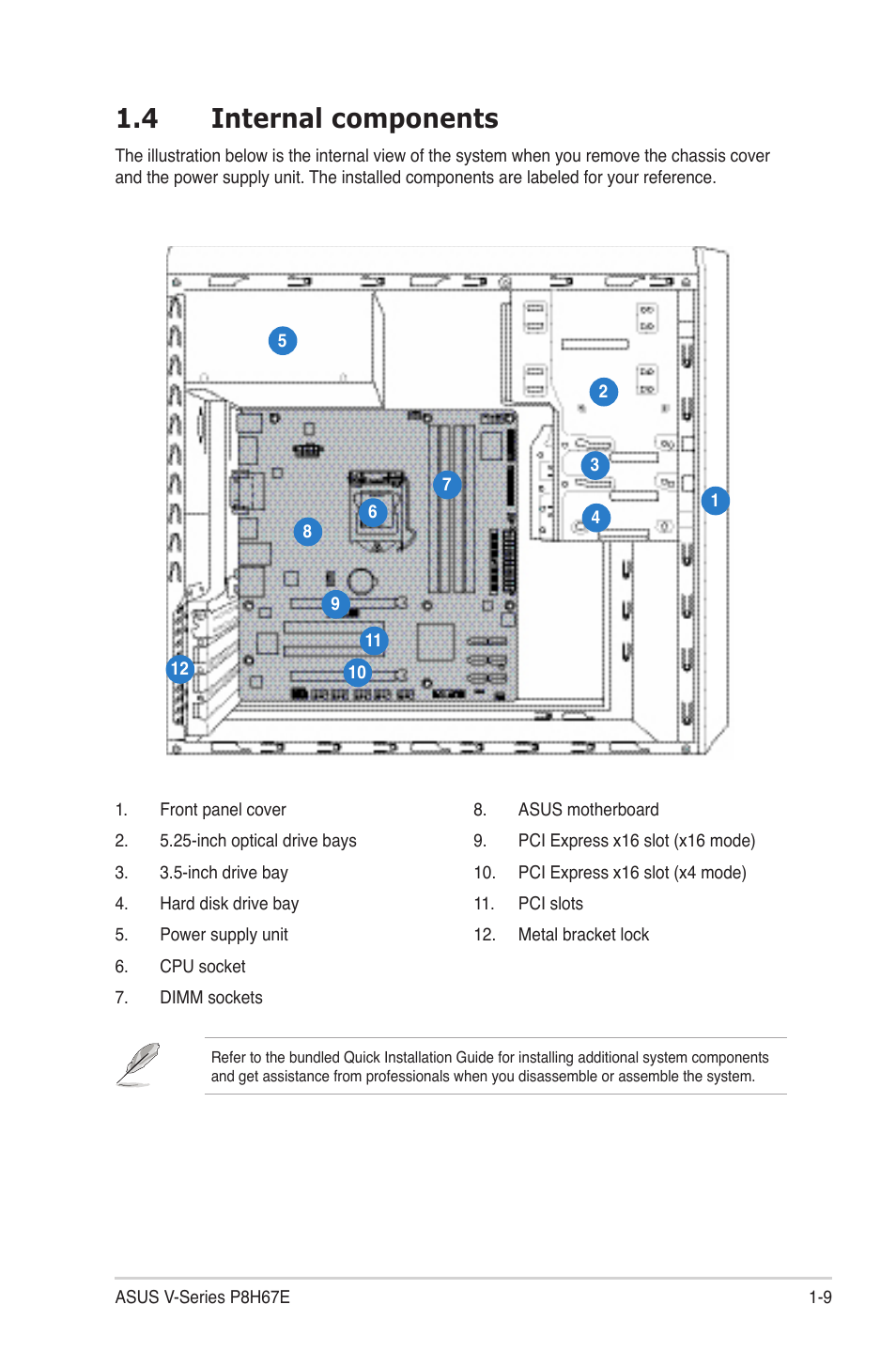 4 internal components | Asus V9-P8H67E User Manual | Page 18 / 78