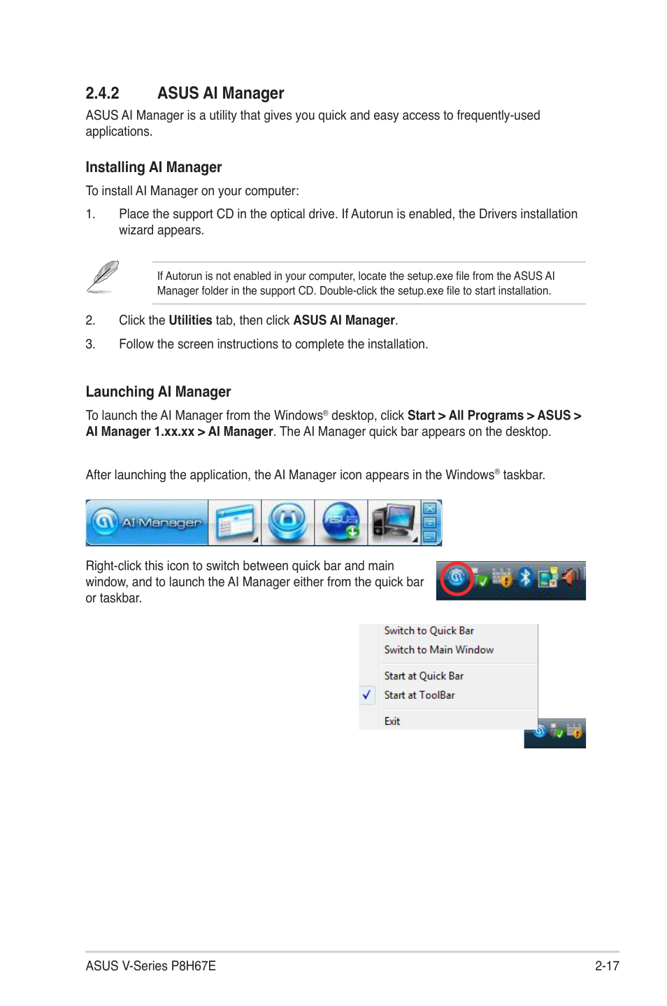 2 asus ai manager | Asus V9-P8H67E User Manual | Page 38 / 78