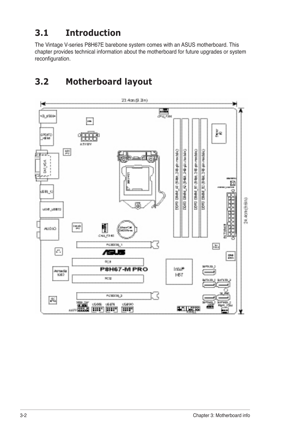 1 introduction, 2 motherboard layout | Asus V9-P8H67E User Manual | Page 45 / 78